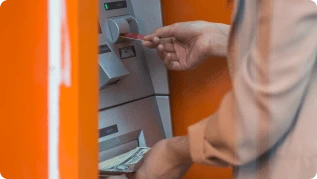 User with Card into Bitcoin ATM